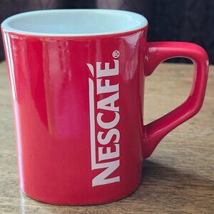 Nescafe Coffee Mug BRIGHT Red White Interior 8 oz.